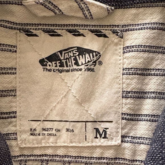 Gently Loved Striped Beige and Blue Boys Shirt by VANS - Picture 4 of 7